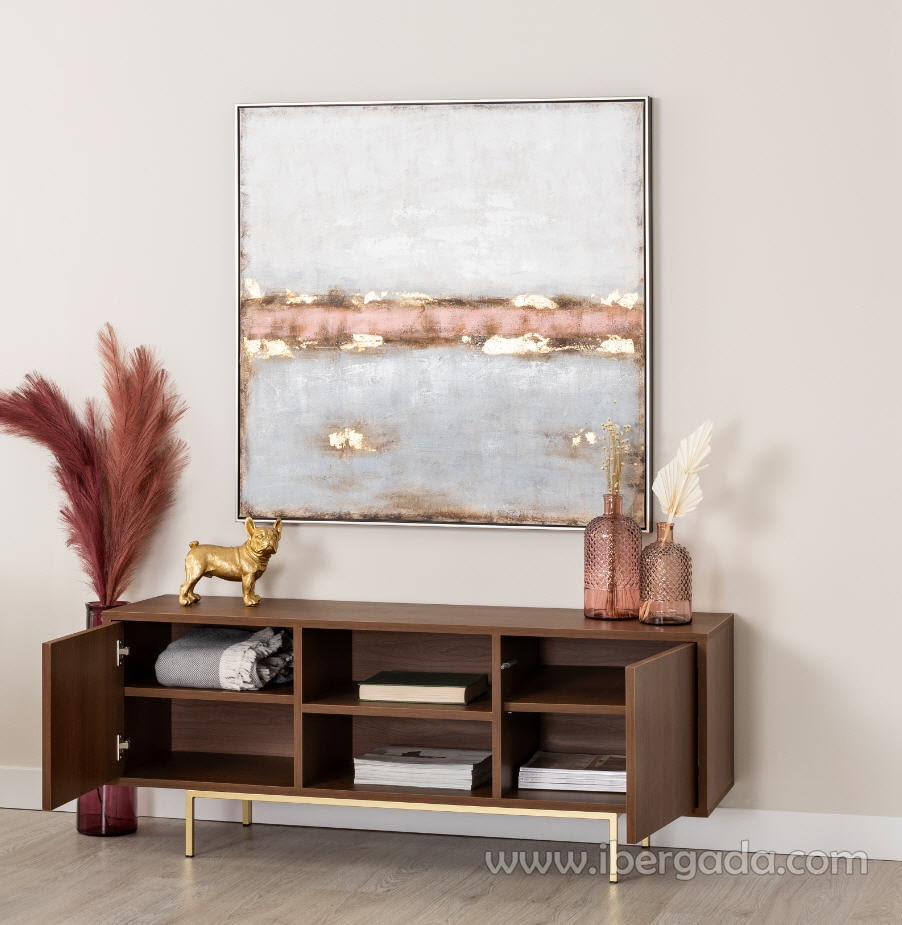 Mueble TV 2 Puertas 2 Huecos Push Nogal (140x55x40)-6