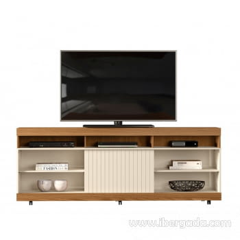Mueble de TV Diamela Roble/Blanco con Ruedas (180x37x67)