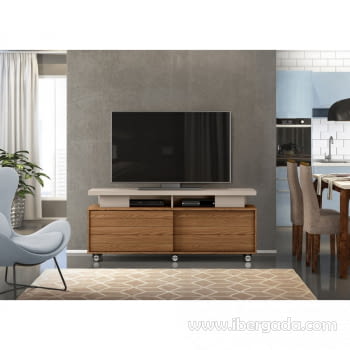 Mueble de TV Agatha Roble/Gris con Ruedas (150x38x61)