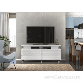 Mueble de TV Agatha Blanco con Ruedas (150x38x61)