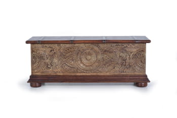 Baúl Madera Madera Mango Tallada (116x40x45)