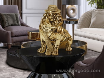 Figura Bulldog Hat Oro Pequeño (30x31x20)