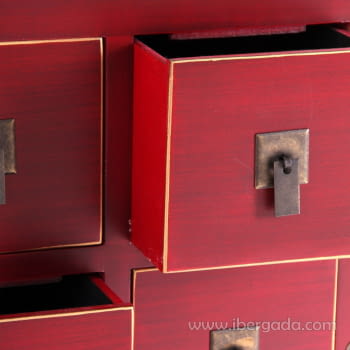 Mueble TV Oriente Rojo/Oro 8 cajones 2 puertas (130x24x50)-4