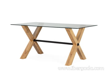 Mesa de Comedor Madera/Cristal (160x90x75)