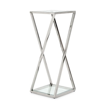 Mesa Auxiliar M-70 Acero/Cristal (35x35x90)