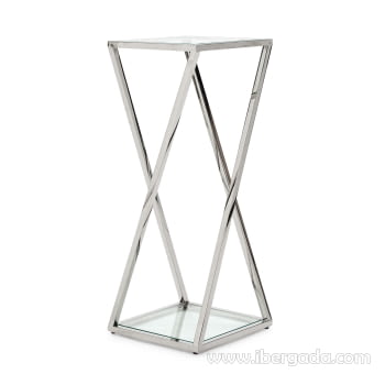 Mesa Auxiliar M-70 Acero/Cristal (35x35x90)
