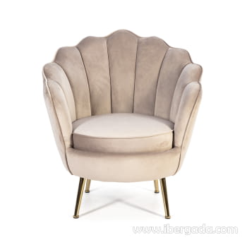 Sillón Margarita Terciopelo Beige/Dorado (80x75x84)