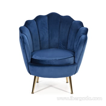 Sillón Margarita Terciopelo Azul/Dorado (80x75x84)