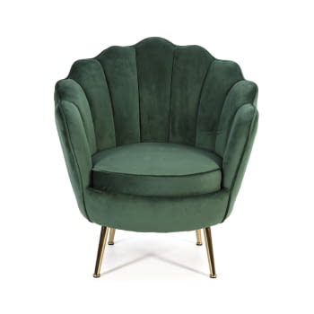 Sillón Margarita Terciopelo Verde/Dorado (80x75x84)