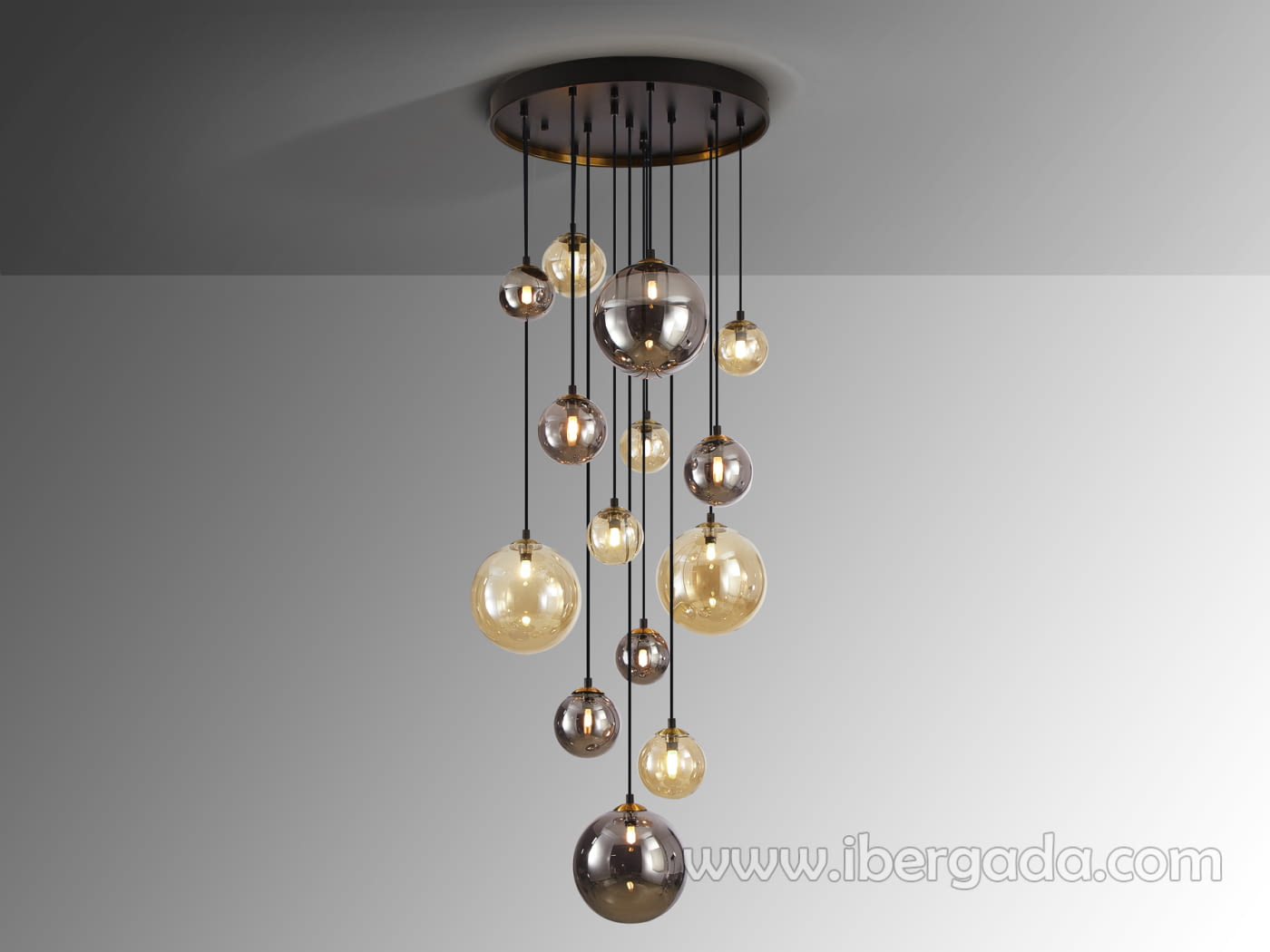 Lampara Dark Negro/Laton 14L (60x60)-4