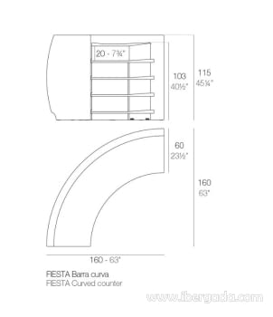 Barra de Bar Fiesta Curva 160 Color (160x60x115)-10