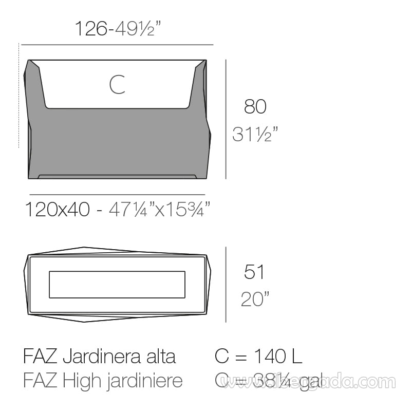 Macetero Faz Wall 120 con Autorriego Color (40x120x80)-7