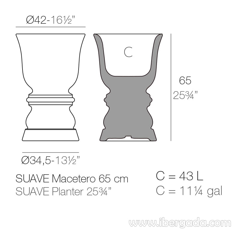 Macetero Suave 65 con Autorriego Color (42x42x65)-10