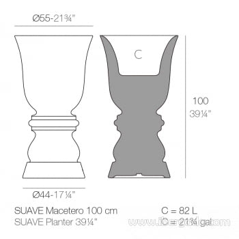 Macetero Suave 100 con Autorriego Color (55x55x100) - 6
