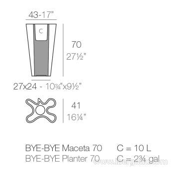 Macetero Bye Bye 70 con Autorriego Color (42x40x70)-8