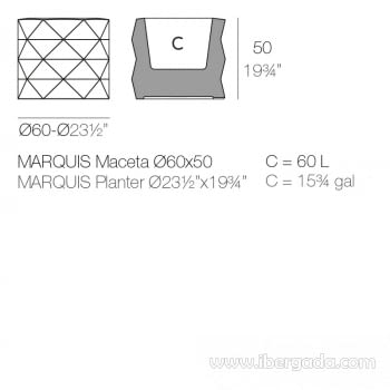 Macetero Marquis con Autorriego Color (60X60X52) - 8