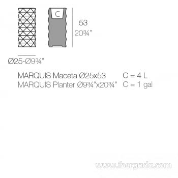 Macetero Marquis con Autorriego Color (25x25x53) - 7