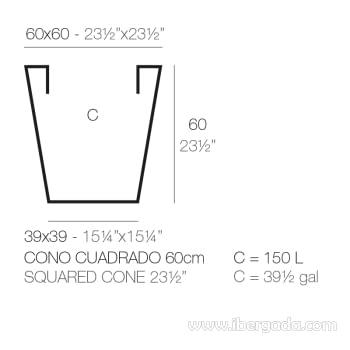 Macetero Cono Cuadrado 60 Color (60X60X60)-9