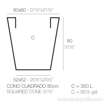Macetero Cono Cuadrado 80 Color (80X80X80)-8