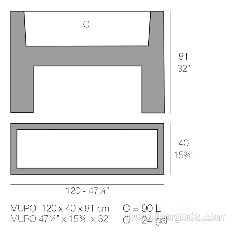 Macetero Muro Con Autorriego Color (120x40x80)-10