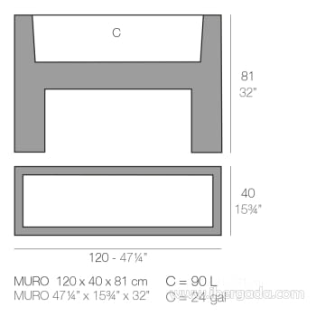 Macetero Muro Con Autorriego Color (120x40x80)-10