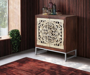 Taquillón Senda Madera/Plata (80x35x80)