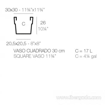 Macetero Vaso Cuadrado 30 (30x30x26) - 7