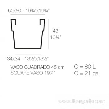 Macetero Vaso Cuadrado 50 (50X50X43) - 7