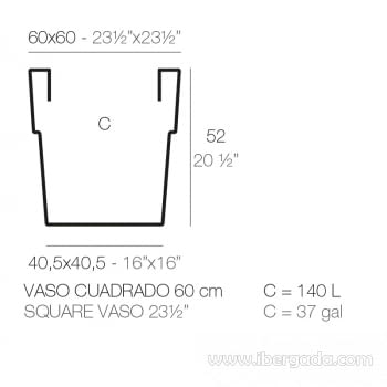 Macetero Vaso Cuadrado 60 (60X60X62) - 7