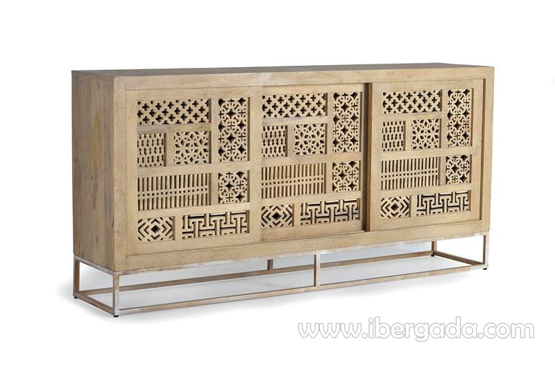 Aparador Kira Madera/Natural 3 Puertas (190x40x95)-3