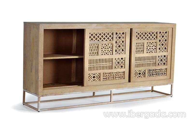 Aparador Kira Madera/Natural 3 Puertas (190x40x95)-4