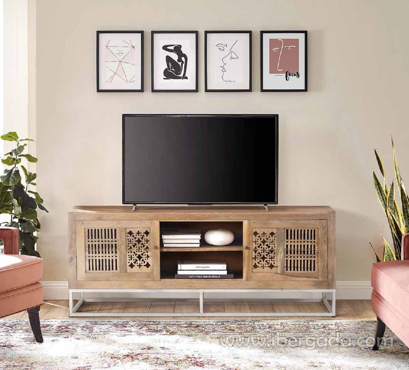 Mueble TV Kira Madera/Natural 2 Puertas (160x40x65)-1