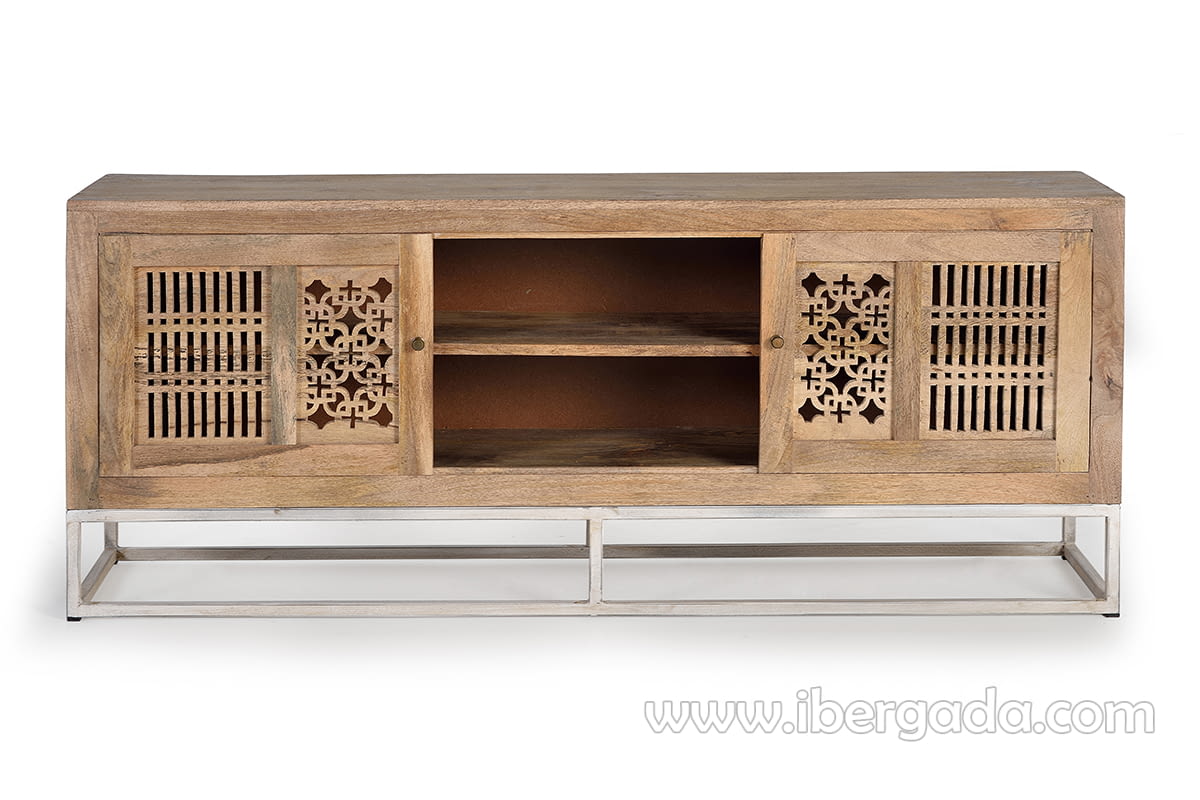 Mueble TV Kira Madera/Natural 2 Puertas (160x40x65)-2