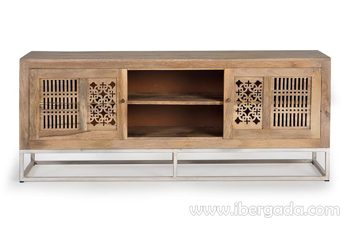 Mueble TV Kira Madera/Natural 2 Puertas (160x40x65)-3
