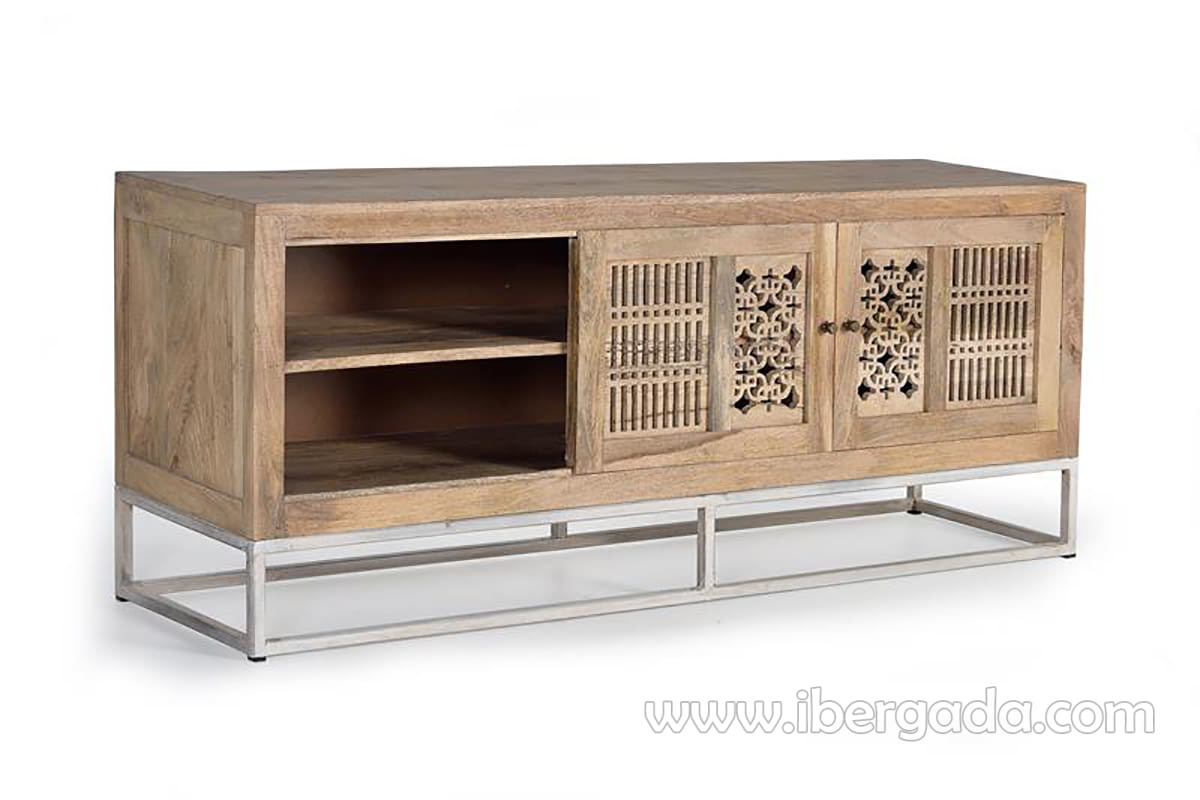 Mueble TV Kira Madera/Natural 2 Puertas (160x40x65)-4