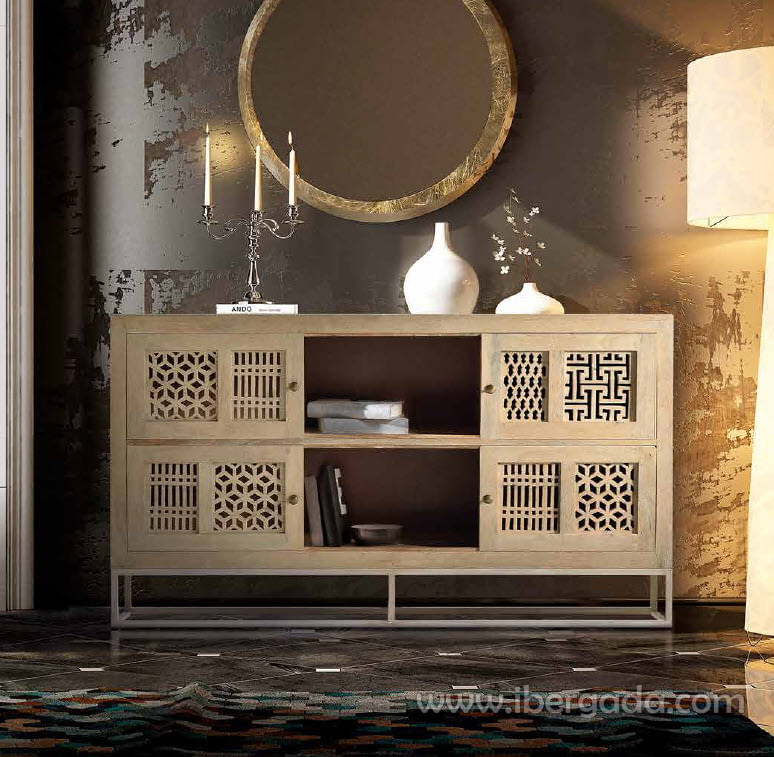 Aparador Kira Madera/Natural 4 Puertas (160x40x97)-1