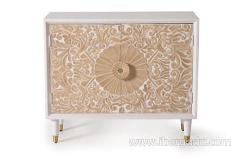 Taquillón Parma Madera/Blanco 2 Puertas (90x35x77)