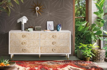 Comoda Parma Madera/Blanca 6 Cajones (170x40x80)