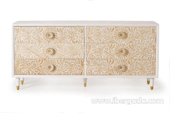 Comoda Parma Madera/Blanca 6 Cajones (170x40x80)-2