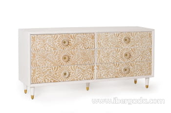 Comoda Parma Madera/Blanca 6 Cajones (170x40x80)-3
