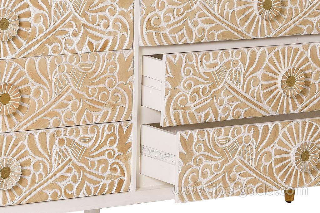 Comoda Parma Madera/Blanca 6 Cajones (170x40x80)-7