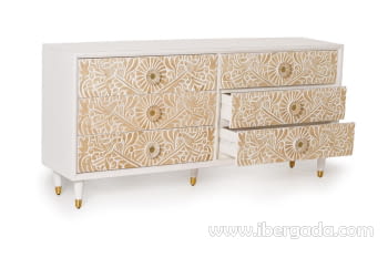 Comoda Parma Madera/Blanca 6 Cajones (170x40x80)-8