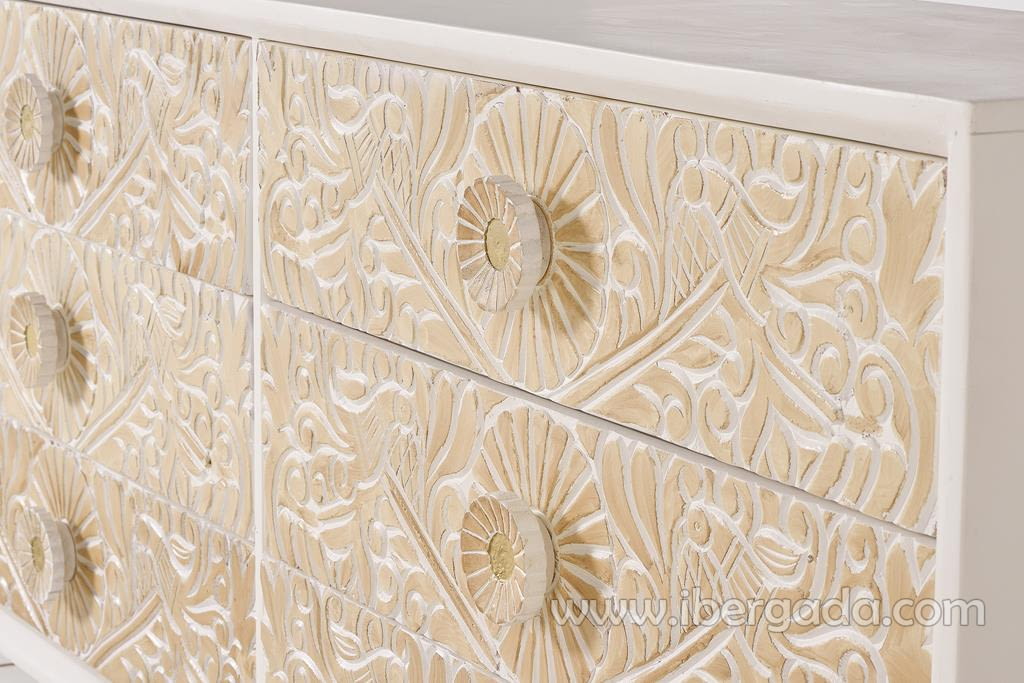 Comoda Parma Madera/Blanca 6 Cajones (170x40x80)-9