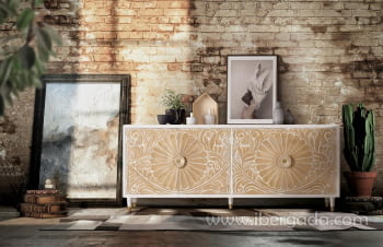 Aparador Parma Madera/Blanca 4 Puertas (190x40x80)
