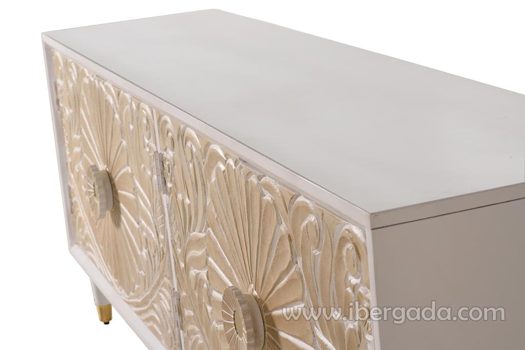 Aparador Parma Madera/Blanca 4 Puertas (190x40x80)-8