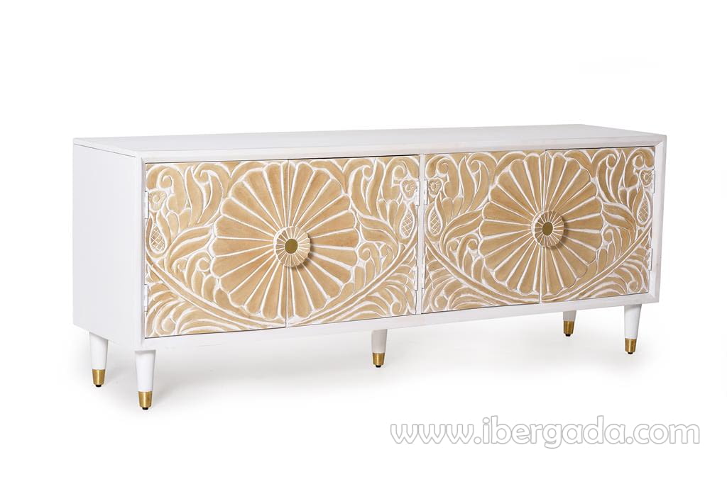 Mueble TV Parma Madera/Blanco 4 Puertas (170x40x66)-2