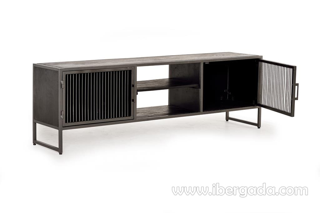 Mueble TV Shadow Madera/Metal 2 Puertas (170x40x56)-4