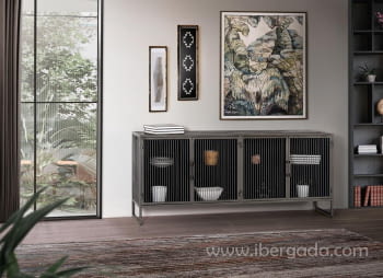 Aparador Shadow Madera/Metal 4 Puertas (160x40x80)