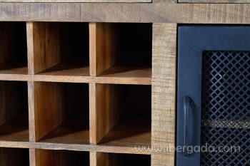 Aparador Custom Madera/Metal 2 Puertas 3 Cajones (150x38x85)-7