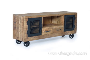 Mueble TV Custom Madera/Metal 2 Puertas 2 Cajones (150x38x60)-2